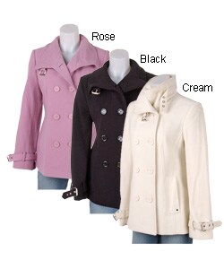 Black Rivet Woolen Pea Coat