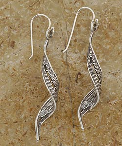 Sterling Silver Filigree Curled Drop Earrings (Israel)