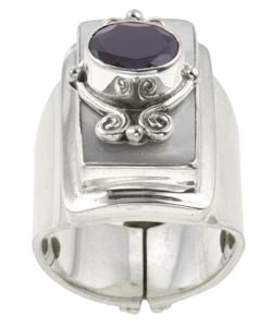 Sterling Silver Mother of Pearl & Iolite Ring (Indonesia)