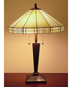 Tiffany-style Mission-style White Table Lamp