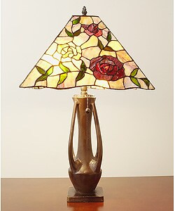 Tiffany-style Rose Mission-style Table Lamp