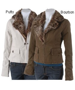 Clove Junior Hook & Eye Closure Twill Jacket with Faux Fur Collar
