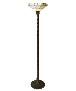 Tiffany-style Mission-style White Torchiere