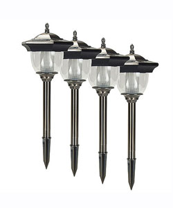 Set of 4 Antique Pewter Teardrop Solar Lights
