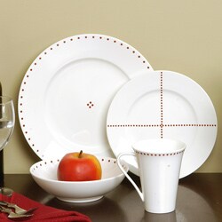 Sasaki High Point Red 16-piece Dinnerware Set