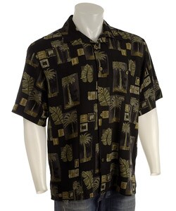Joe Marlin Men's Palm Tree Print Silk Sport Shirt