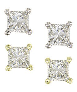 14k Gold 1/3ct TDW Princess Diamond Stud Earrings (H-I, I1-I2)