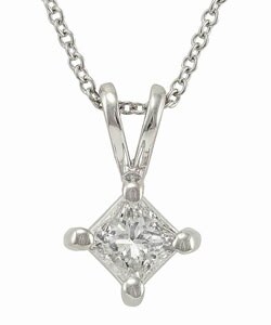 14-kt. Gold 2/5ct TDW Princess Diamond Solitaire Pendant (H-I, I1)