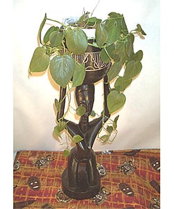 African Wood Carved Large Flower Pot (Ghana) : Garden & Patio from Overstock.com :  home pot ghana wood