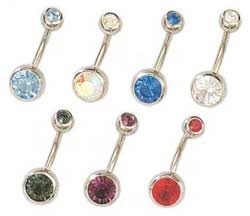 Stainless Steel Double-jeweled Barbell Belly Ring