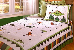 Dino Cotton Twin Patchwork Quilt Set