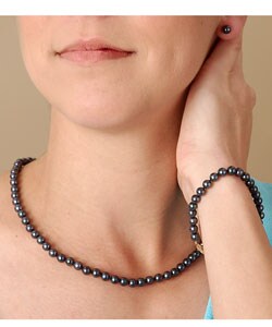 Akoya Cultured Black Pearl Choker and Bracelet