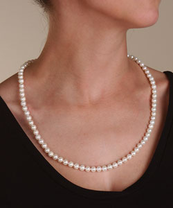14k Gold Akoya Cultured Pearl Necklace (6.5-7 mm/ 24 in)