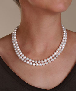 14k Gold Akoya Cultured Pearl Necklace (7-7.75 mm/ 36 in)