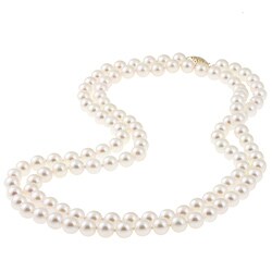 14k Gold Akoya Cultured Pearl Necklace (7-7.75mm/ 36 in)