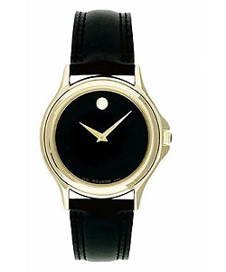 Movado Classic Men's Black Leather Strap Watch