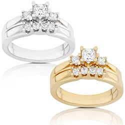 14k Gold 1/2 ct TDW Princess Diamond Bridal Ring Set (HI, I1-I2)