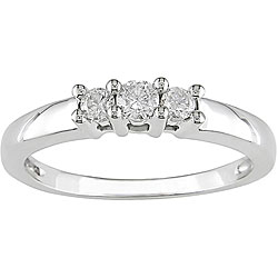 14kt White Gold 1/4ct TDW Round Diamond Three-Stone Ring (J-K/ I2-I3)