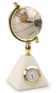 Ivory Jasper Base Gemstone Globe Pyramid Clock