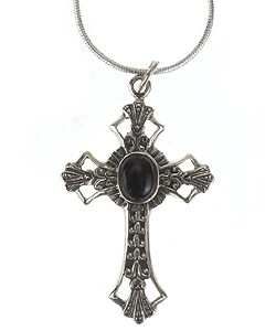 Sterling Silver Black Onyx Cross Pendant