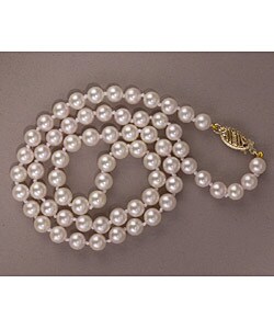 14k Yellow Gold Cultured Pearl Necklace (5.5mm)