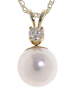 14k Gold Diamond Cultured Akoya Pearl Pendant (Case of 2)