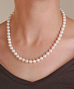 14k Gold Akoya Cultured Pearl Necklace (7.5-8 mm/ 18 in)