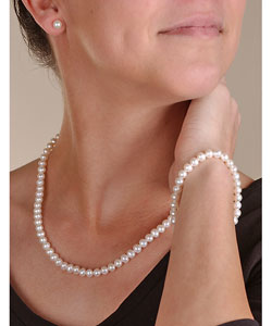 14k Cultured Freshwater Pearl Three-Piece Set (6-6.5mm/18 in/7 in)