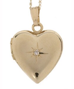 14k Goldfill and Silver Diamond Star Heart Locket