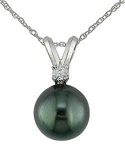 14k Gold Diamond & Cultured Tahitian Pearl Pendant