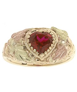 Black Hills Gold and Ruby Heart Ring