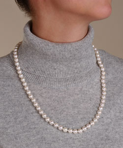 DaVonna 14k Gold Cultured Akoya Pearl Necklace (7.5-8mm/ 24 in)