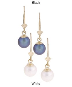 Cultured Akoya Black Pearl Leverback Earrings (7-7.5mm)