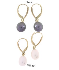 Cultured Black Freshwater Pearl Earrings (8-9mm)