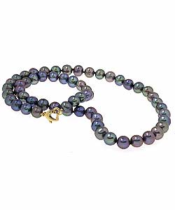 14k Gold Freshwater Cultured Black Pearl Necklace (7-8 mm/ 18 in)
