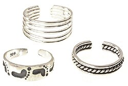 Sterling Silver Footprint Twist Toe Ring Set