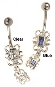 Filigree Square Dangle Curved Barbell