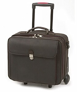 Espresso Brown Leather Wheeled Briefcase