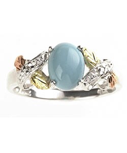 Black Hills Gold Silver Turquoise Diamond Ring