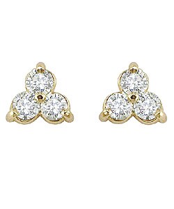 14k Gold 1/2ct TDW Diamond Three-stone Earrings (J-K, I2-I3)