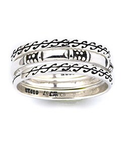 Sterling Silver Scroll Design Stackable Ring Set