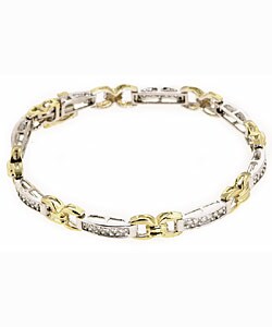 14k Two-tone Gold 1ct Diamond Bar Bracelet