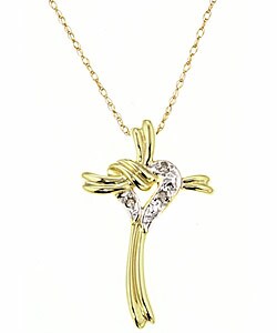 10k Heart and Cross Diamond Pendant