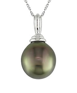 14k White Gold Cultured Tahitian Pearl Pendant