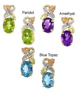 Black Hills Gold Peridot Diamond Earrings