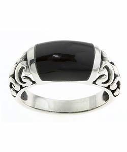 Sterling Silver Black Onyx Filigree Ring $22.75 Shipped
