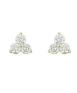 14k Gold 1/3ct TDW Round Diamond 3-stone Earrings (I-J, I2-I3)