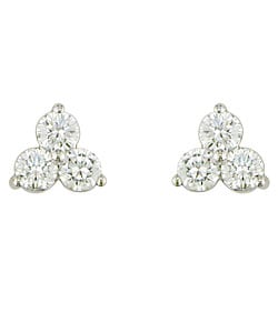 14-kt Gold & 1/3ct TDW Round Diamond Three-Stone Earrings (I-J/ I2-I3)