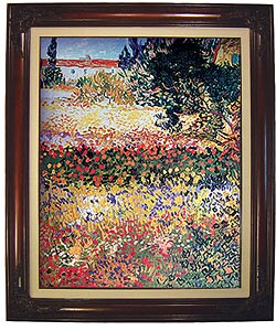 Vincent van Gogh - Flowering Garden Framed Canvas
