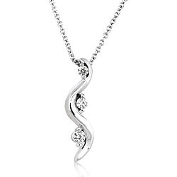 14k White Gold 1/10ct TDW Diamond Journey Pendant